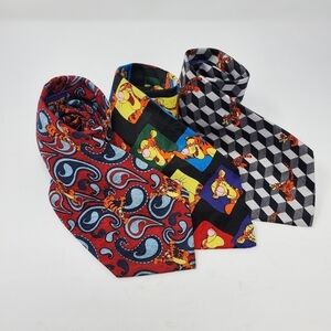 DISNEY WINNIE THE POOH TIGGER LOT OF 3 MEN NECKTIE TIES BLACK ORANGE RED